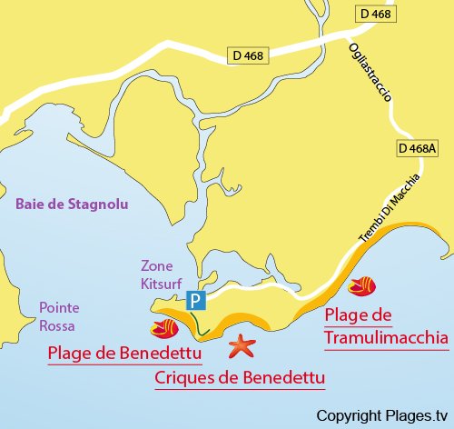 Map of Benedettu Cove in Corsica