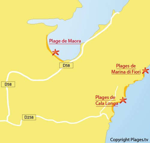 Carte des criques de Cala Longa à Bonifacio