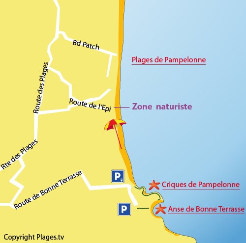 Map of Pampelonne Creeks in Ramatuelle - France