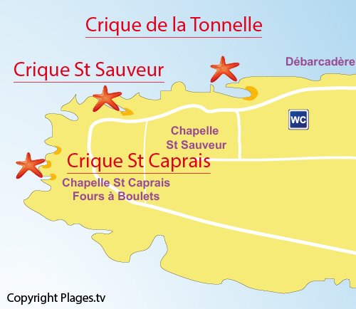 Map of Saint Caprais Cove - St Honorat island