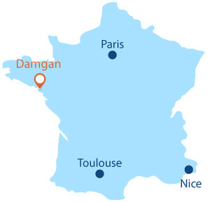 Location of Damgan in Brittany