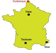 Mappa di Dunkerque in Francia