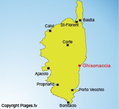 Location of Ghisonaccia in Corsica