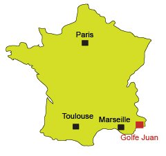 Location of Golfe Juan in France