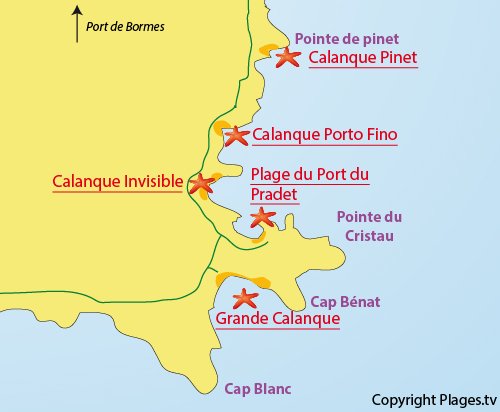 Carte de la Grande Calanque de Bormes les Mimosas