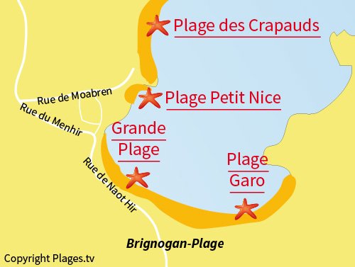 Mappa della Grande Plage a Brignogan