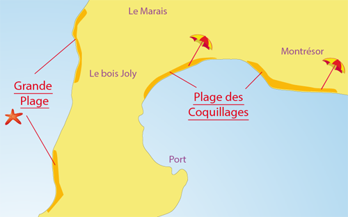 Carte de la grande plage de l'Ile d'Aix