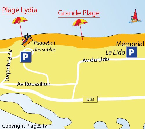 Map of Grande Beach in Port Barcarès