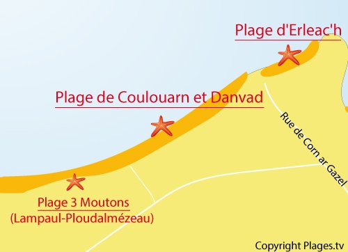 Carte de la Grande Plage de Saint Pabu