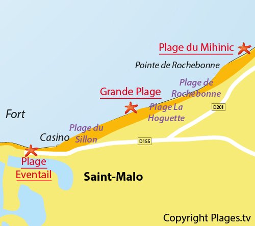 Carte de la Grande Plage de St Malo