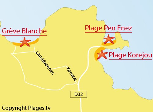 Carte de la Grève Blanche à Plouguerneau