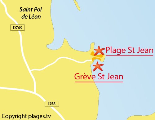 Carte de la grève St Jean de St Pol de Léon