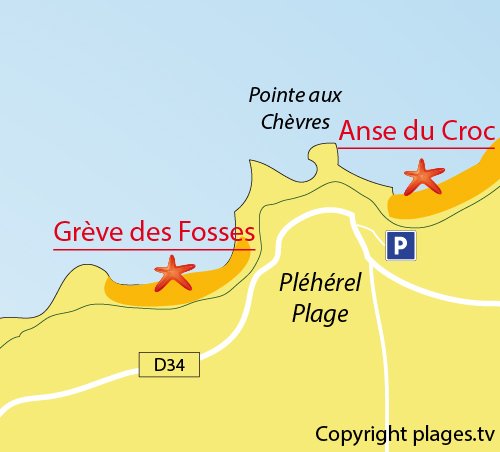 Map of Fosses beach in Fréhel