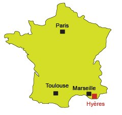 Location of Hyères in France