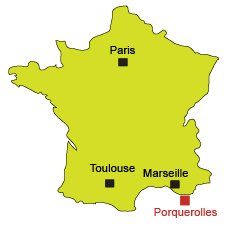 Location of Porquerolles island in France