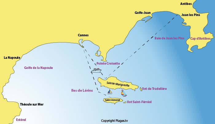 Carte des Iles de Lérins et de sa baie