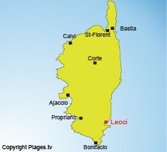 Carte de Lecci en Corse - golfe de Porto-Vecchio