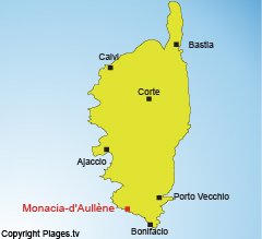 Mappa di Monacia d'Aullène in Corsica