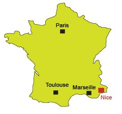 Location of Nice in France