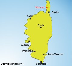 Carte de la plage de Nonza dans le Cap Corse