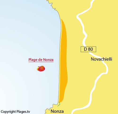 Map of Nonza beach in Corsica