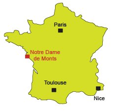 Location of Notre Dame de Monts in Vendée in France