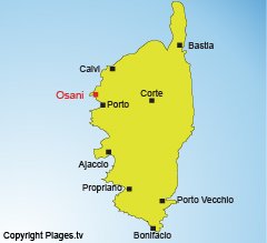 Location of Osani in Corsica in the Girolata gulf