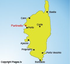 Location of Partinello in Corsica - gulf of Porto