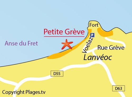 Carte de la petite Grève de Lanvéoc