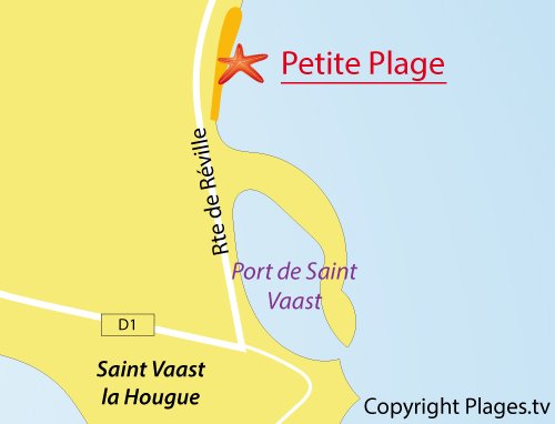 carte de la Petite Plage de Saint Vaast la Hougue