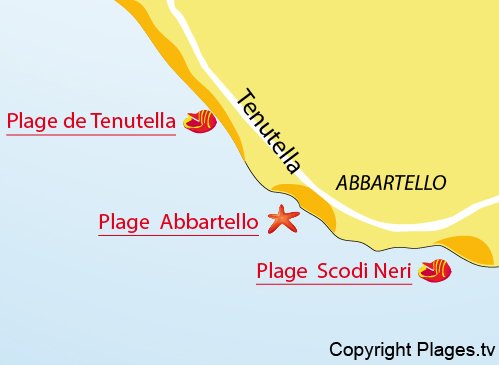 Map of Abbartello Beach in Olmeto