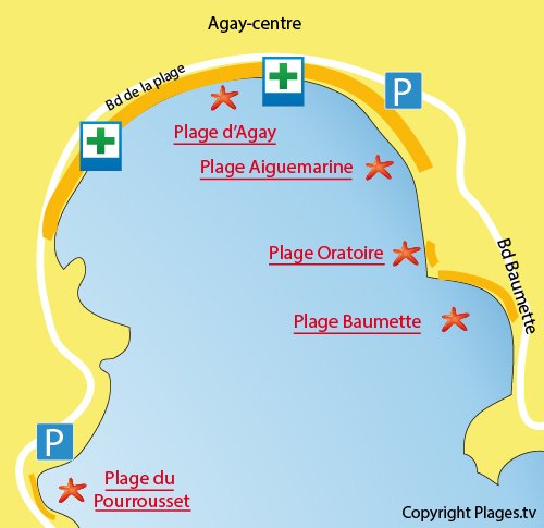 Plan de la plage Aiguemarine à Agay dans le Var