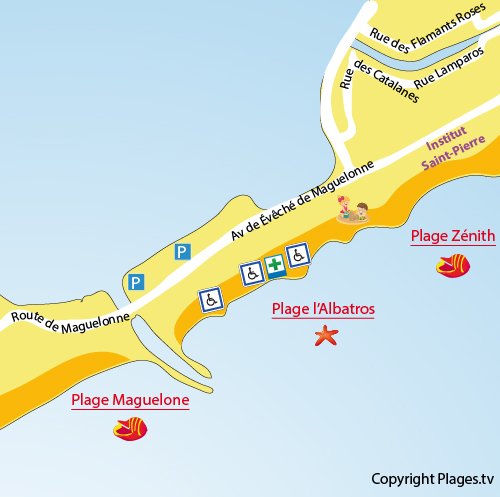 Plan de la plage Albatros à Palavas les Flots