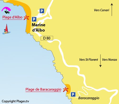 Plan de la plage d'Albo en Corse