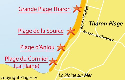 Carte de la plage d'Anjou à St Michel Chef Chef