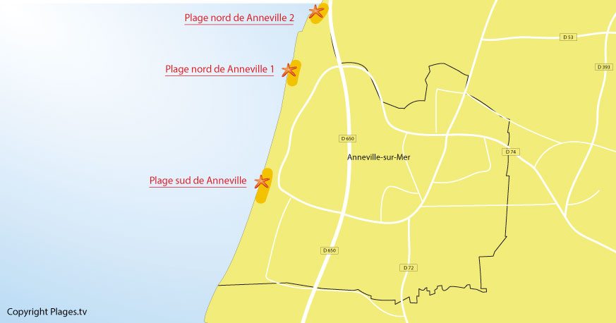 Carte des plages d'Anneville-sur-Mer