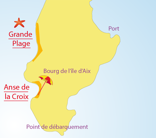 Map of Anse de La Croix Beach in Island of Aix - France