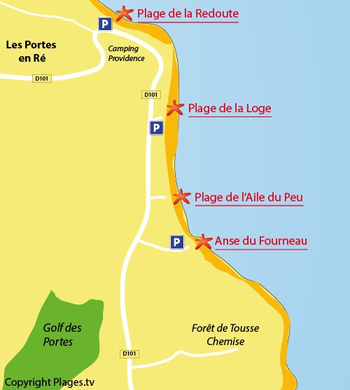 Carte de la plage de l'anse du Fourneau sur l'ile de Ré