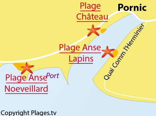 Carte de la plage de l'Anse aux Lapins à Pornic