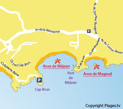 Plan de l'anse et de la plage de Magaud à Toulon