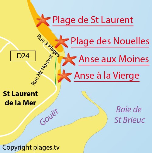 Carte de l'anse aux Moines à Saint Laurent de la Mer
