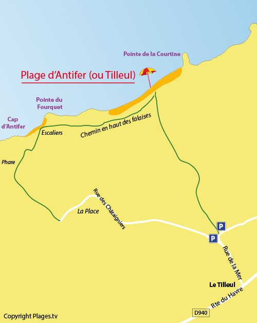 Map of Antifer beach in Le Tilleul