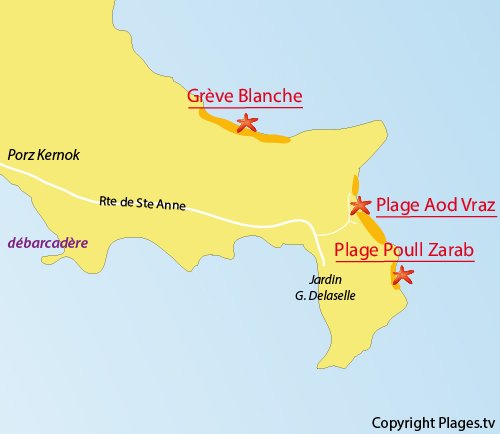 Carte de la plage d'Aod Vraz sur l'ile de Batz