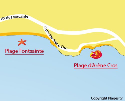 Map of the Arène Cros Beach in La Ciotat