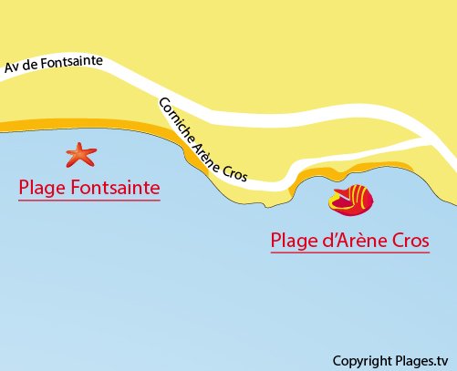 Karte des Strandes Arène Cros in La Ciotat