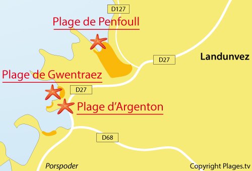 Carte de la plage d'Argenton à Landunvez