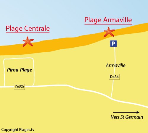 Map of Armanville Beach in Pirou