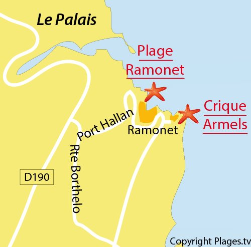 Carte de la crique des Armels à Belle Ile en Mer