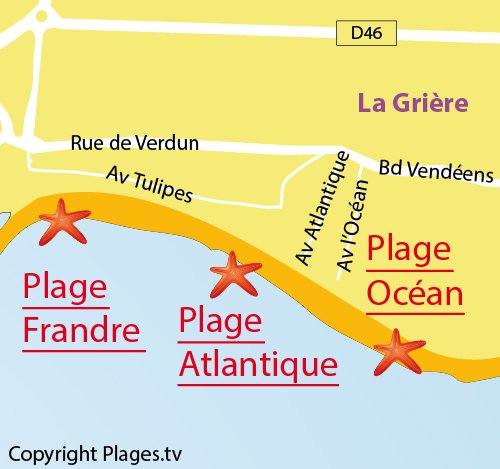 Carte de la plage de l'Atlantique à La Tranche