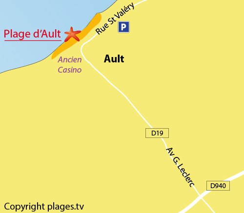 Map of Ault beach in France